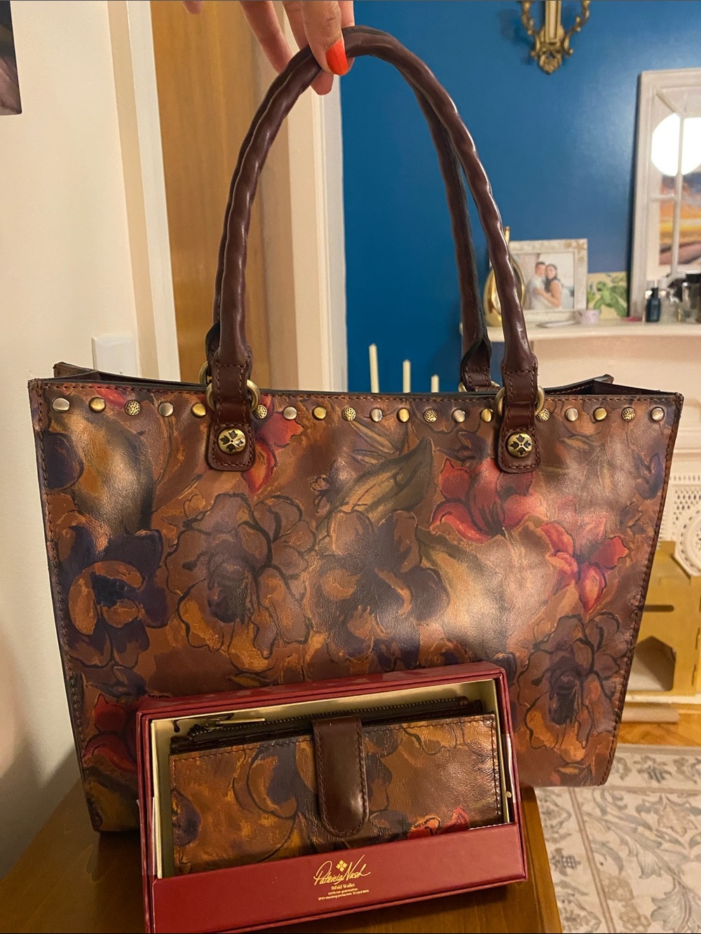 Patricia Nash Leather Tote Bag in Brown with Matching Wallet